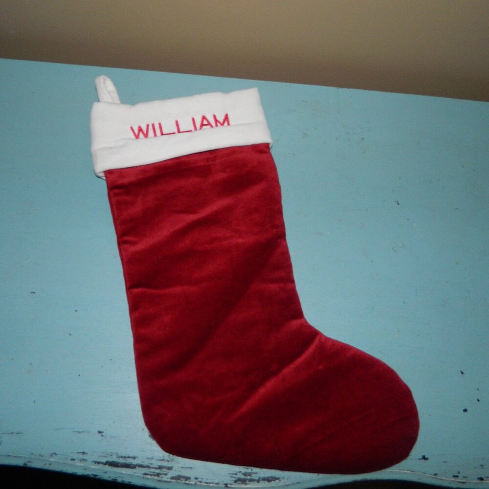 Pottery Barn Classic Velvet Christmas Stocking "William" Sz Small (L-10)